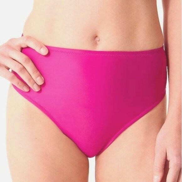 NEW J.Crew Hallie High Waist Moderate Coverage Bikini Bottoms Radiant Fuchsia 2X - Picture 1 of 12